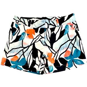 Ann Taylor Outlet Size 4 Peach-Teal-Black-White Floral Cotton/Spandex Shorts
